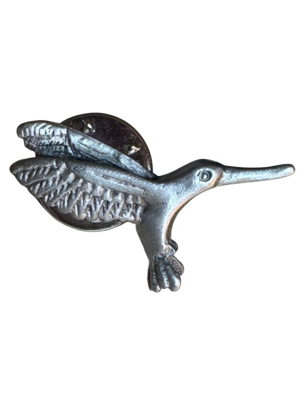 Vintage Hummingbird Metal Lapel Pinback Circa 1960-1970 Detailed Textures - Picture 2 of 10